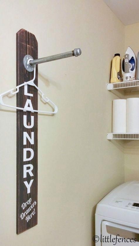 Laundry Room Sign | Laundry Room Organization | Clothing Rack | Wood Laundry Sign | Pipe Rack | Clothes Hanger | Rustic Custom Laundry Sign -   18 DIY Clothes Hanger wall ideas