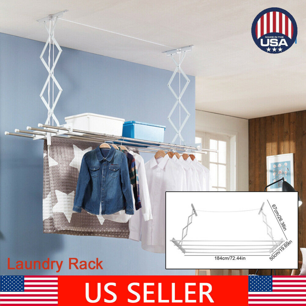 Clothes Drying Rack Line Laundry Dryer Indoor Retractable Hanger Wall-Mounted  | eBay -   18 DIY Clothes Hanger wall ideas