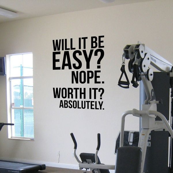 Will it be easy. Nope. Worth it - Absolutely.fitness motivation Wall Quote, large Gym Kettlebell Crossfit Boxing decor letters Wall Sticker | Wish -   18 fitness Center wall ideas