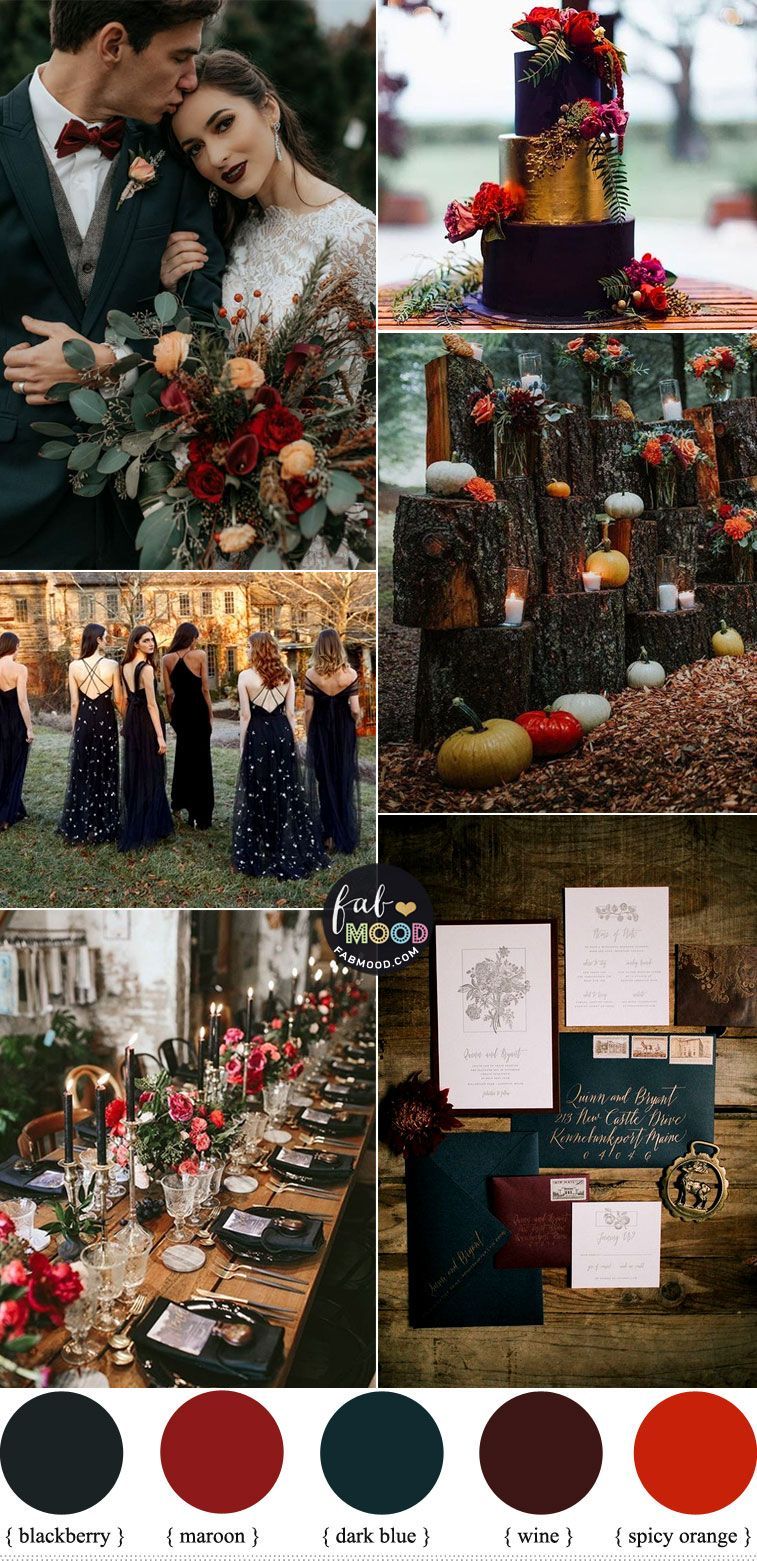 Autumn wedding colors 2019 { Blackberry + Dark Blue + Maroon + Spicy Orange + Wine } -   18 wedding colors ideas