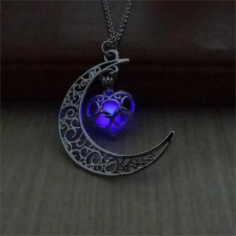 Moon and Star Glow-in-the-dark Pendant Necklace -   20 women’s jewelry Necklace stone pendants ideas
