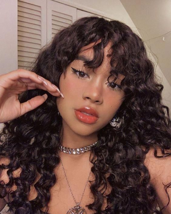 Human Hair bang style curly wavy lace front wigs with wavy bangs lishahair LS6101 -   10 baddie hairstyles With Bangs ideas
