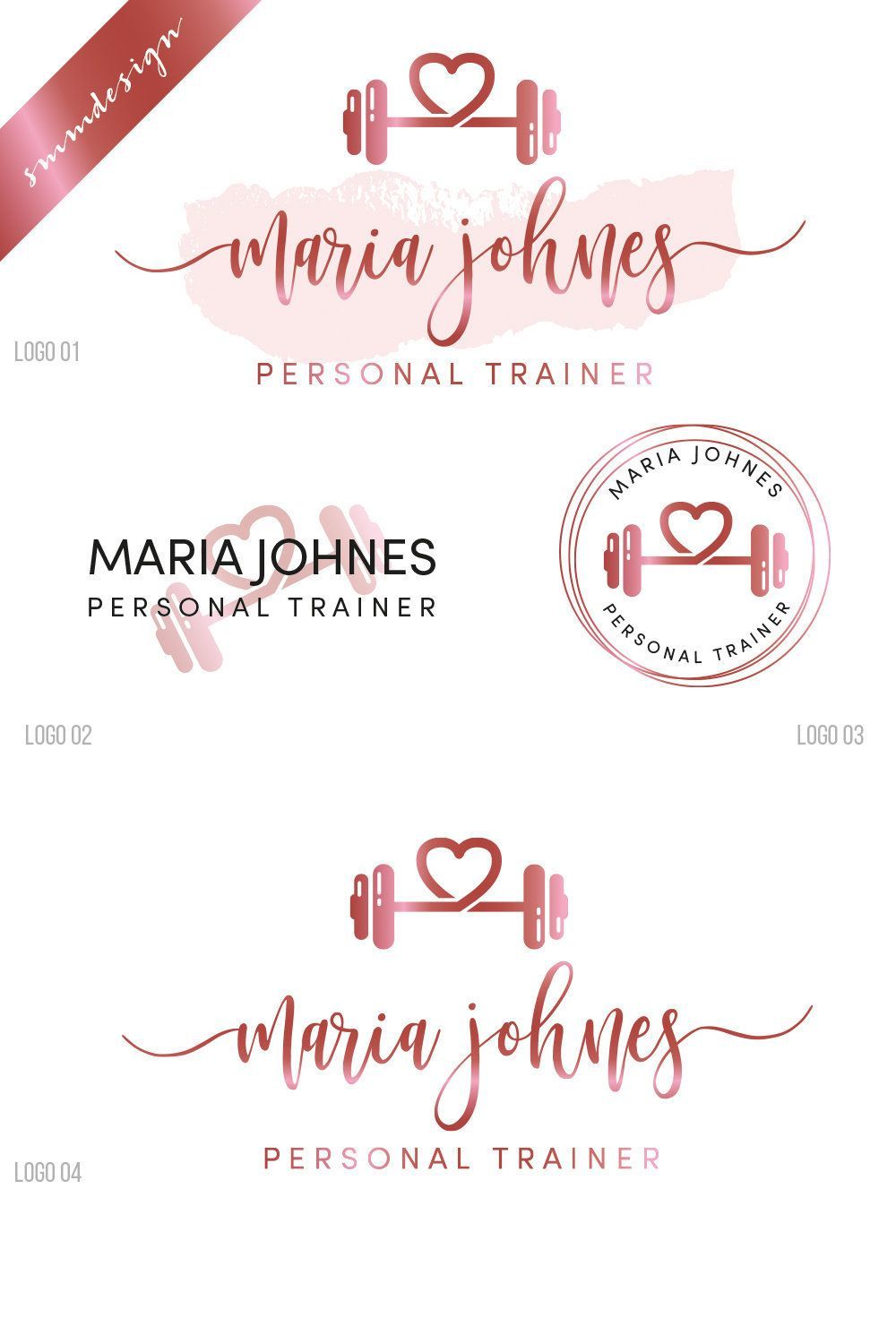 Fitness Trainer logo, Rose Gold Dumbbell, Personal Trainer logo, Fitness Instructor, Female fitness, Personal Training, Health Logo, 394 -   12 female fitness Logo ideas