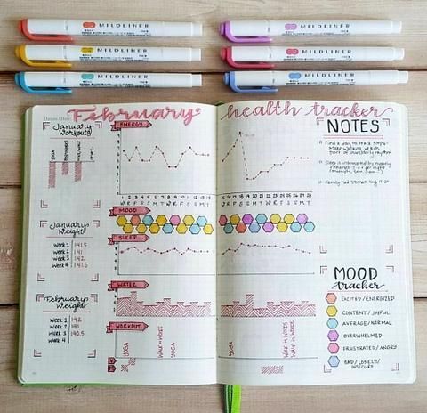 15 Health and Fitness Bullet Journal Pages for Weight Loss -   12 fitness Journal spreads ideas