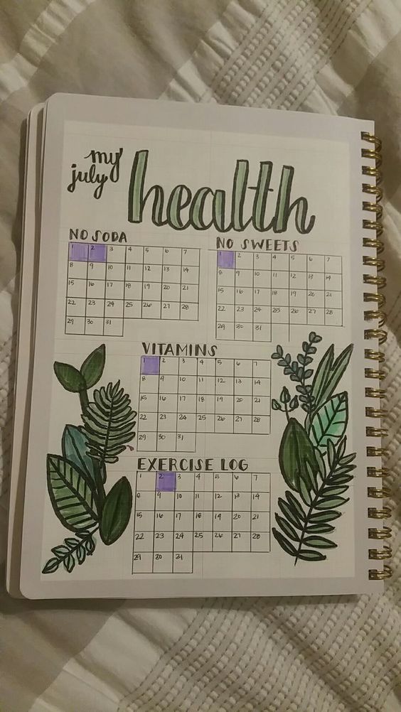 Bullet Journal Fitness Trackers · -   12 fitness Journal spreads ideas