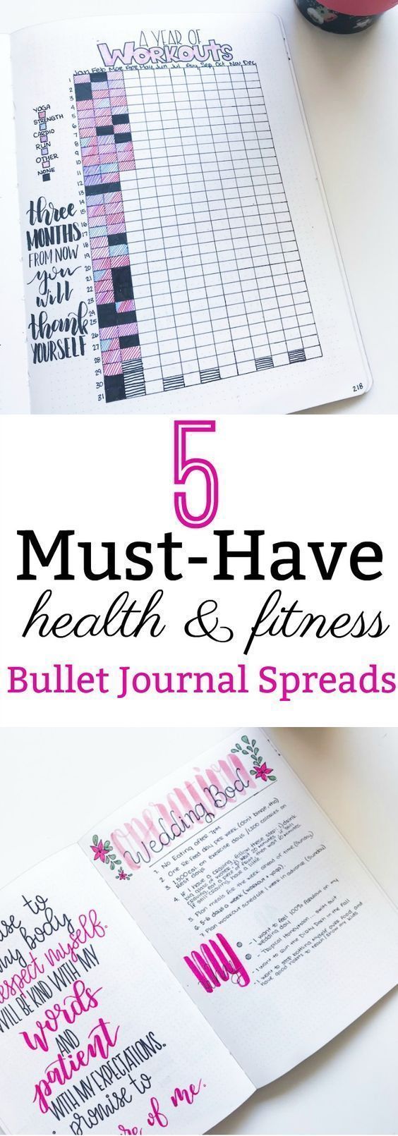 5 Must-Have Health and Fitness Bullet Journal Spreads ? The Petite Planner -   12 fitness Journal spreads ideas