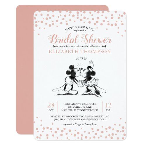 Mickey & Minnie | Pink Confetti Bridal Shower Invitation | Zazzle.com -   12 wedding Disney invitations ideas