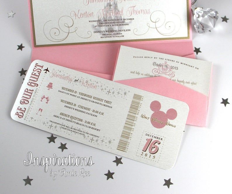 Disney Wedding Invitations, Fairy Tale wedding, Wedding Invitations, Disney Boarding Pass, Disney wedding, Disney Airplane Ticket -   12 wedding Disney invitations ideas