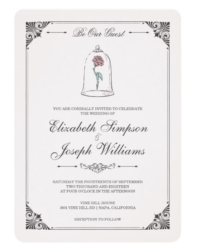 Beauty and the Beast | Enchanted Rose Wedding Invitation -   12 wedding Disney invitations ideas