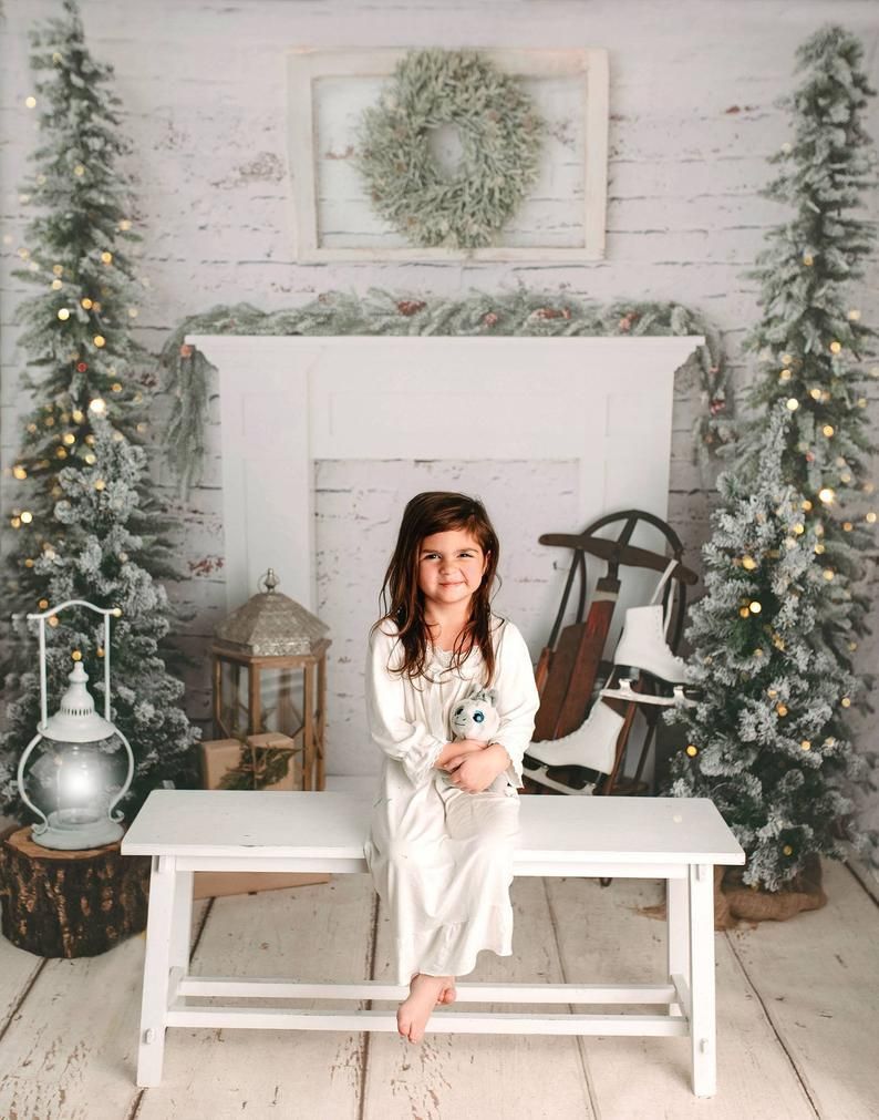Classic Mantle With Trees - Photography Backdrop - Christmas Backdrop - Holiday Backdrop - Poly Paper Backdrop - Fabric Backdrop -   13 holiday Photography styling ideas