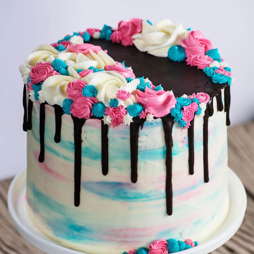 Watercolor Gender Reveal Cake -   14 cake Birthday design ideas
