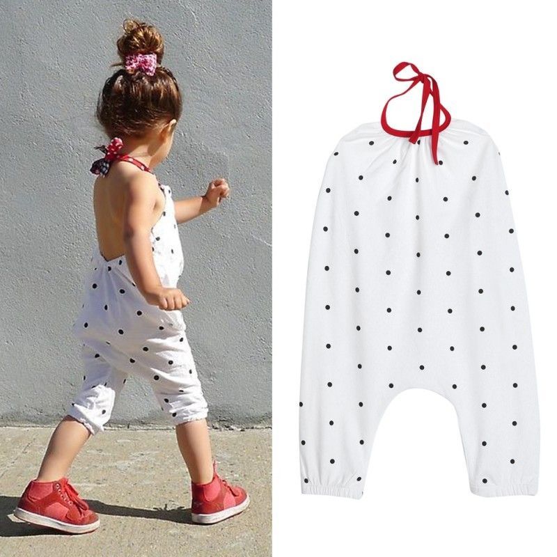 2017 Summer Children Girls Rompers Fashion Girl Halter Jumpsuit Kids White Cute Polka Dot Printed One Piece Suit - Kid Shop Global - Kids & Baby Shop Online - baby & kids clothing, toys for baby & kid -   15 DIY Clothes For Girls fashion ideas