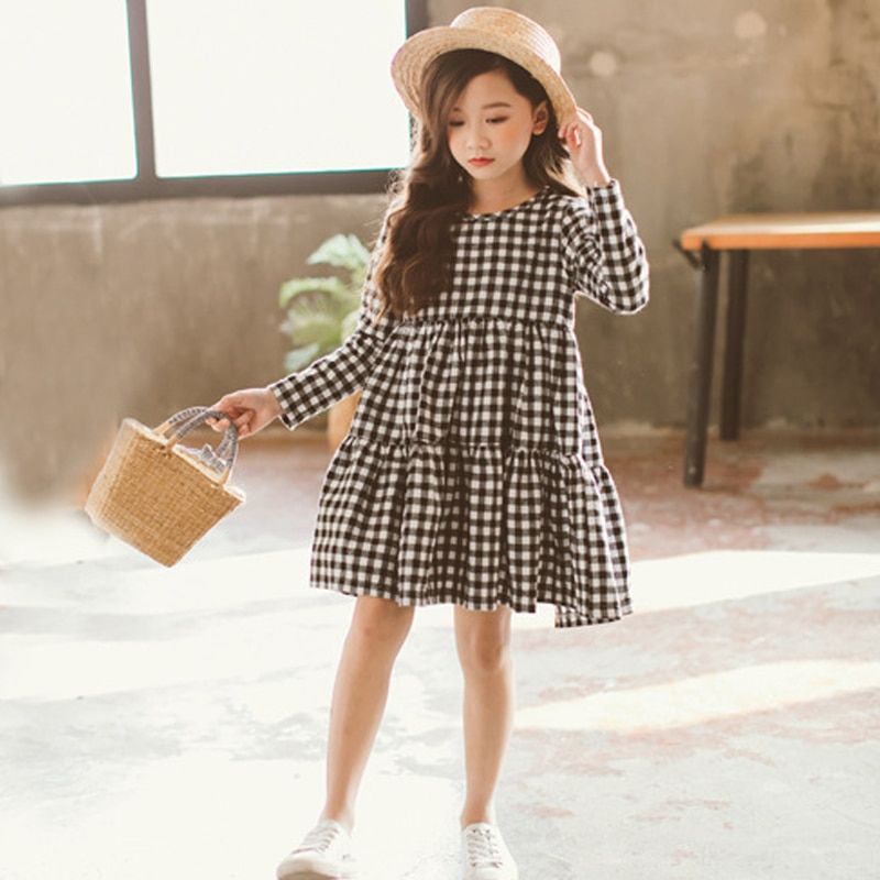 kids girls plaid spring dress 2020 cotton teenager long sleeve dresses for big girls clothes size 3 4 5 6 7 8 9 10 11 12 years - aliexpress.com -   15 DIY Clothes For Girls fashion ideas