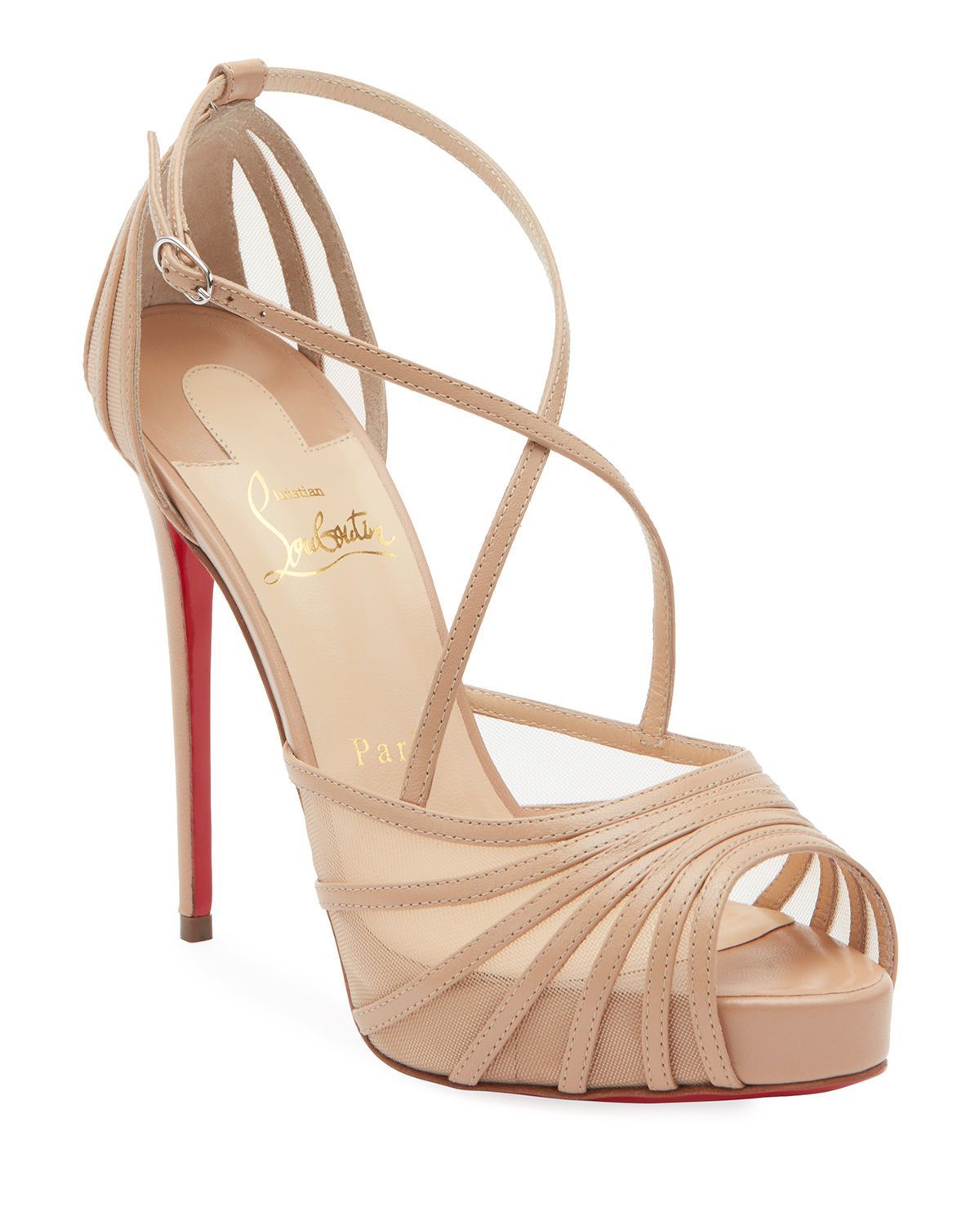 Christian Louboutin Filamenta Strappy Mesh Red Sole Sandals -   15 wedding Shoes christian louboutin ideas
