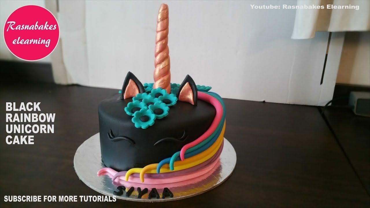 Black rainbow rose gold unicorn birthday cake ideas design decorating tutorial classes courses video -   16 cake Unicorn simple ideas