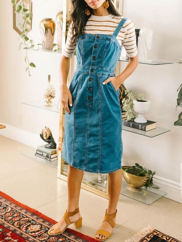 Striped Hollis Pocket Midi Dresss -   17 denim dress Outfits ideas