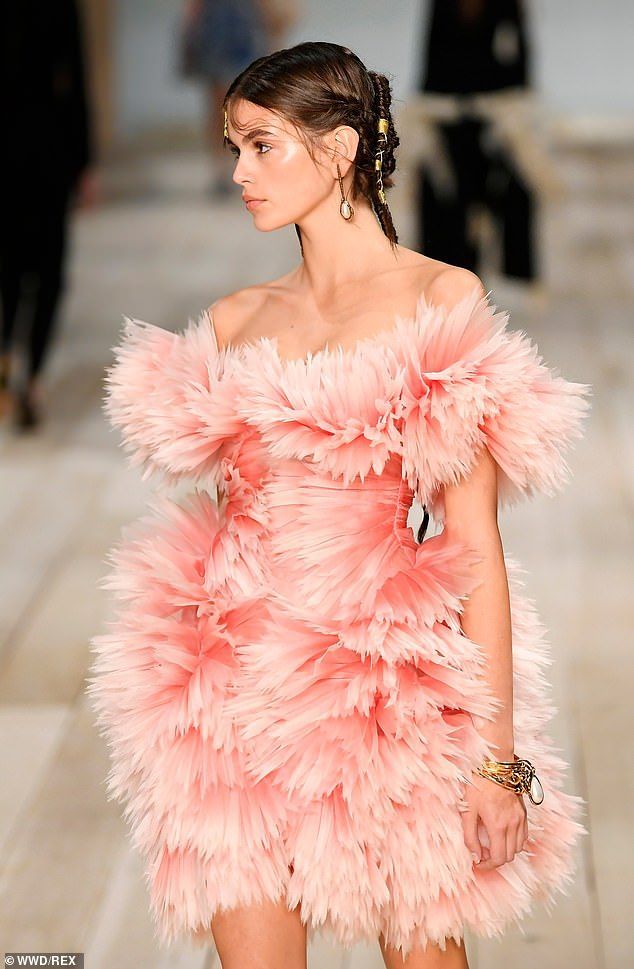 Kaia Gerber dons pink featured dress during Paris Fashion Week -   17 dress Pink fashion ideas