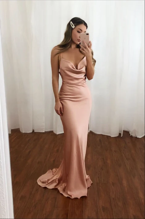 Pink sweetheart satin mermaid long prom dress pink evening dress B165 -   17 dress Pink fashion ideas