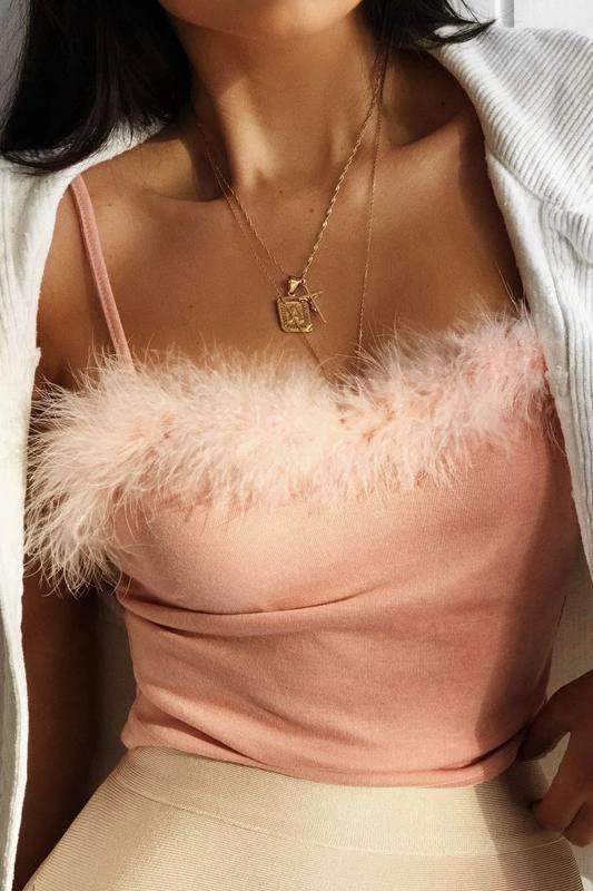 Pink Furry Cami Strappy Top -   17 dress Pink fashion ideas