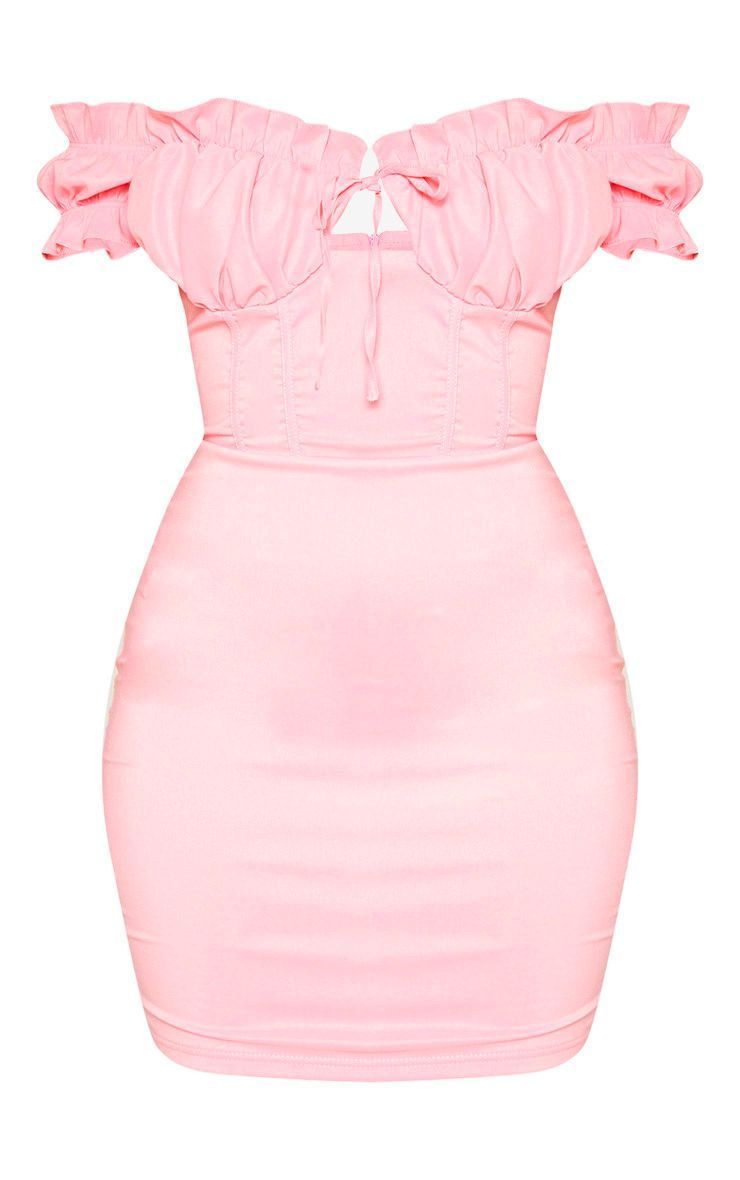 Baby Pink Bardot Frill Detail Bodycon Dress -   17 dress Pink fashion ideas