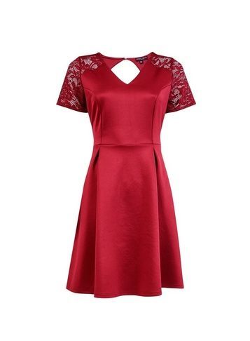 Womens Burgundy Lace Top Skater Dress - Red -   17 dress Skater burgundy ideas