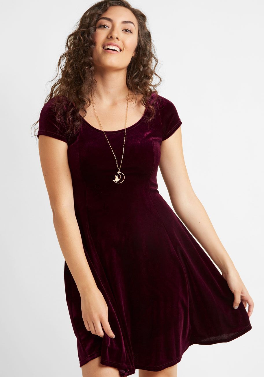 Velvet Vibes Skater Dress in Burgundy -   17 dress Skater burgundy ideas
