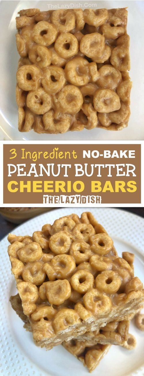 3 Ingredient Peanut Butter Cheerio Bars - The Lazy Dish -   18 healthy recipes Snacks easy ideas