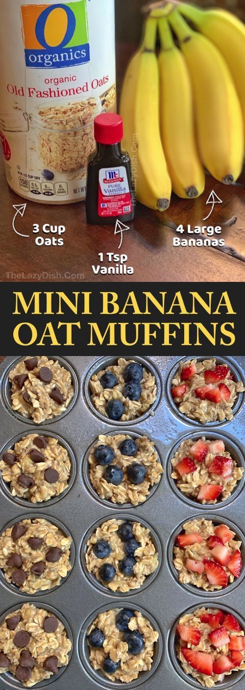 Healthy Banana Oat Muffins (3 Ingredients) - The Lazy Dish -   18 healthy recipes Snacks easy ideas