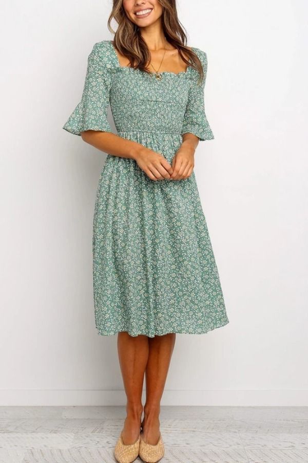 FLORAL PRINT RUFFLED DRESS -   19 cute dress With Sleeves ideas