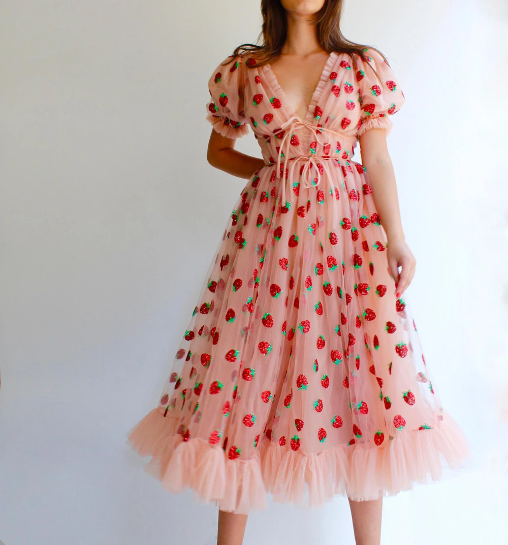 Strawberry Midi Dress -   19 cute dress With Sleeves ideas