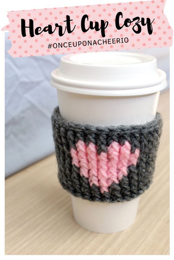 Crochet Heart Coffee Cozy Teacher Gifts -   20 knitting and crochet Patterns cup cozies ideas