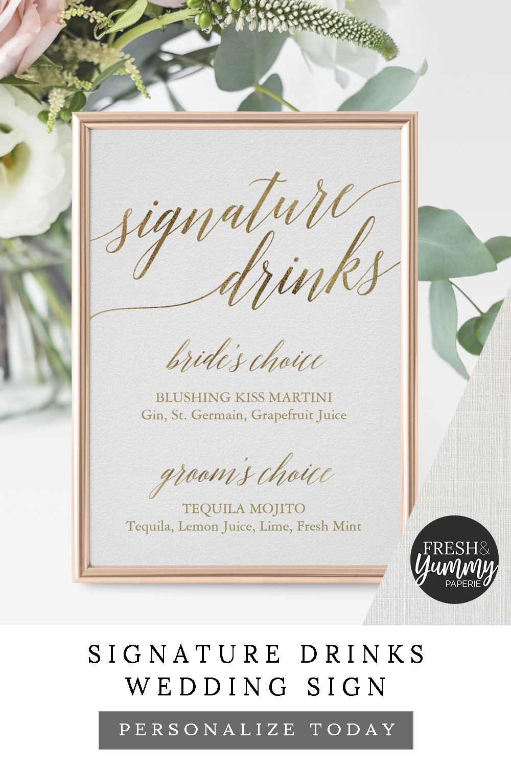 Signature Drinks Wedding Reception Sign by Fresh & Yummy Paperie -   21 wedding Elegant decoration ideas