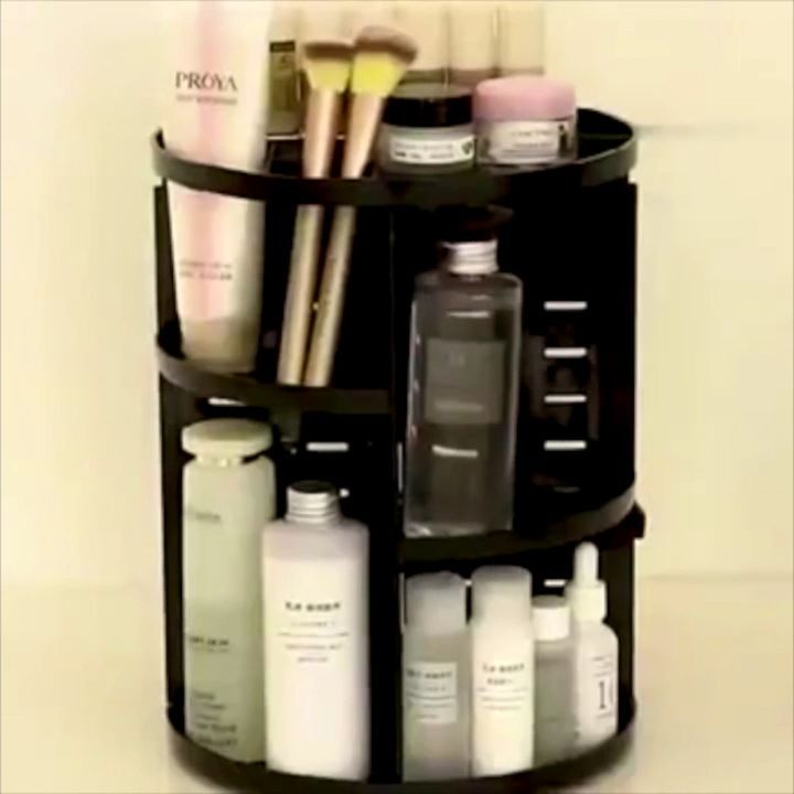Adjustable Makeup Storage Organizer|360 ° Rotating round -   22 makeup Organization videos ideas