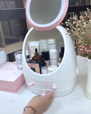 LED HD Mirror Makeup Storage Box Cosmetic Organizer -   22 makeup Organization videos ideas