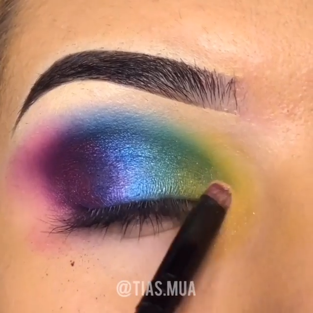 Purple & Blue Rainbow  Eyeshadow Tutorial -   11 makeup Eyeshadow for beginners ideas