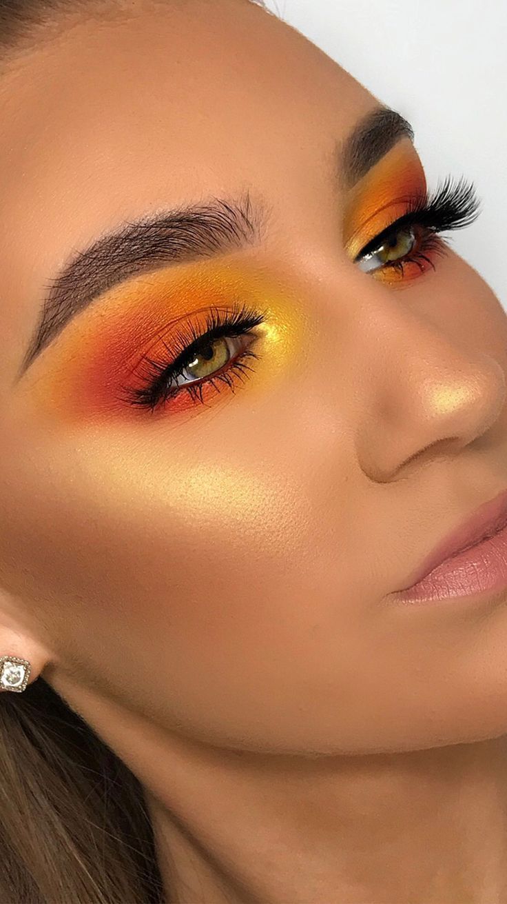 Gorgeous Bright Orange Eye Makeup Look -   12 makeup Prom yellow ideas