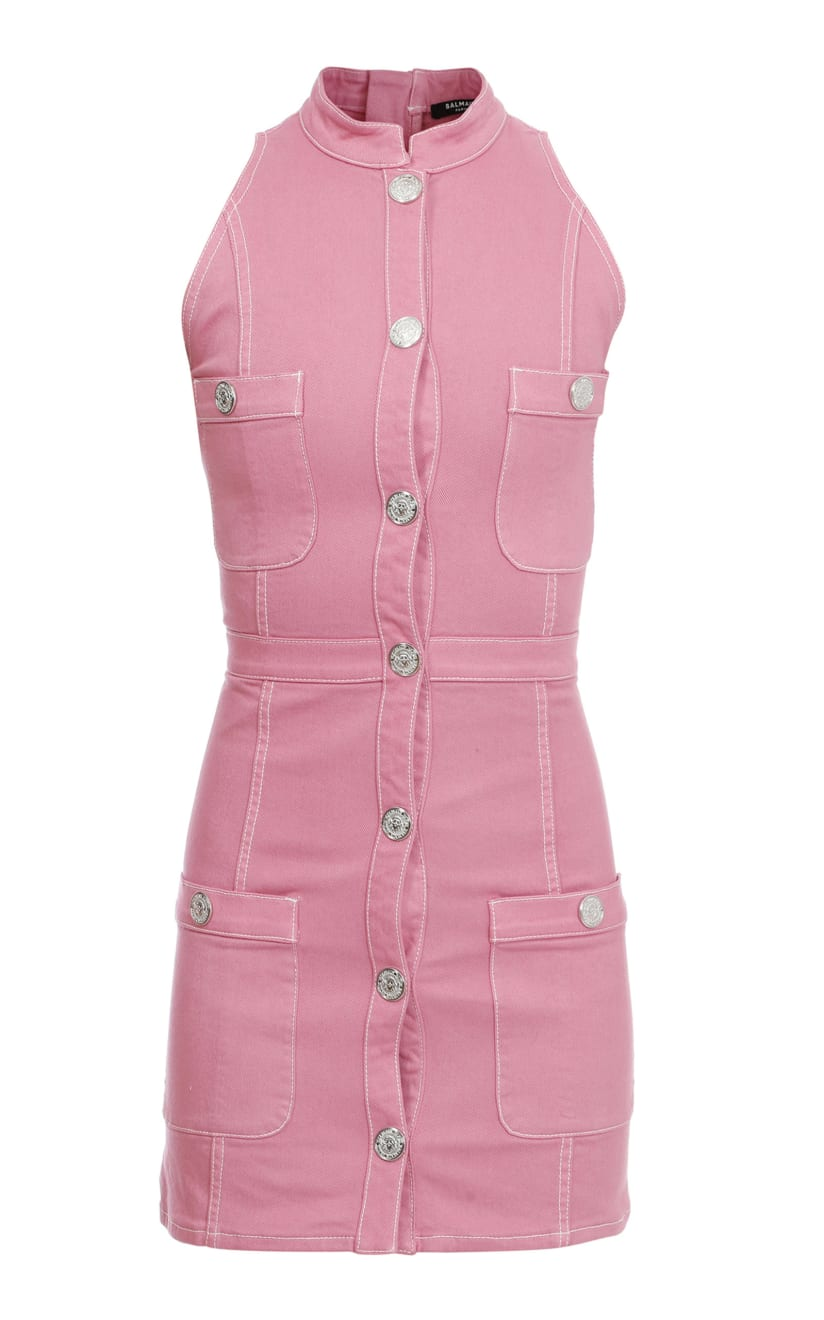 Button-Detailed Denim Mini Dress by Balmain | Moda Operandi -   13 dress Mini denim jackets ideas