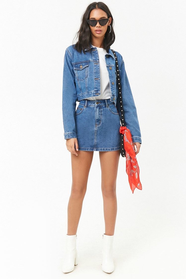 Shop Forever 21 for the latest trends and the best deals -   13 dress Mini denim jackets ideas