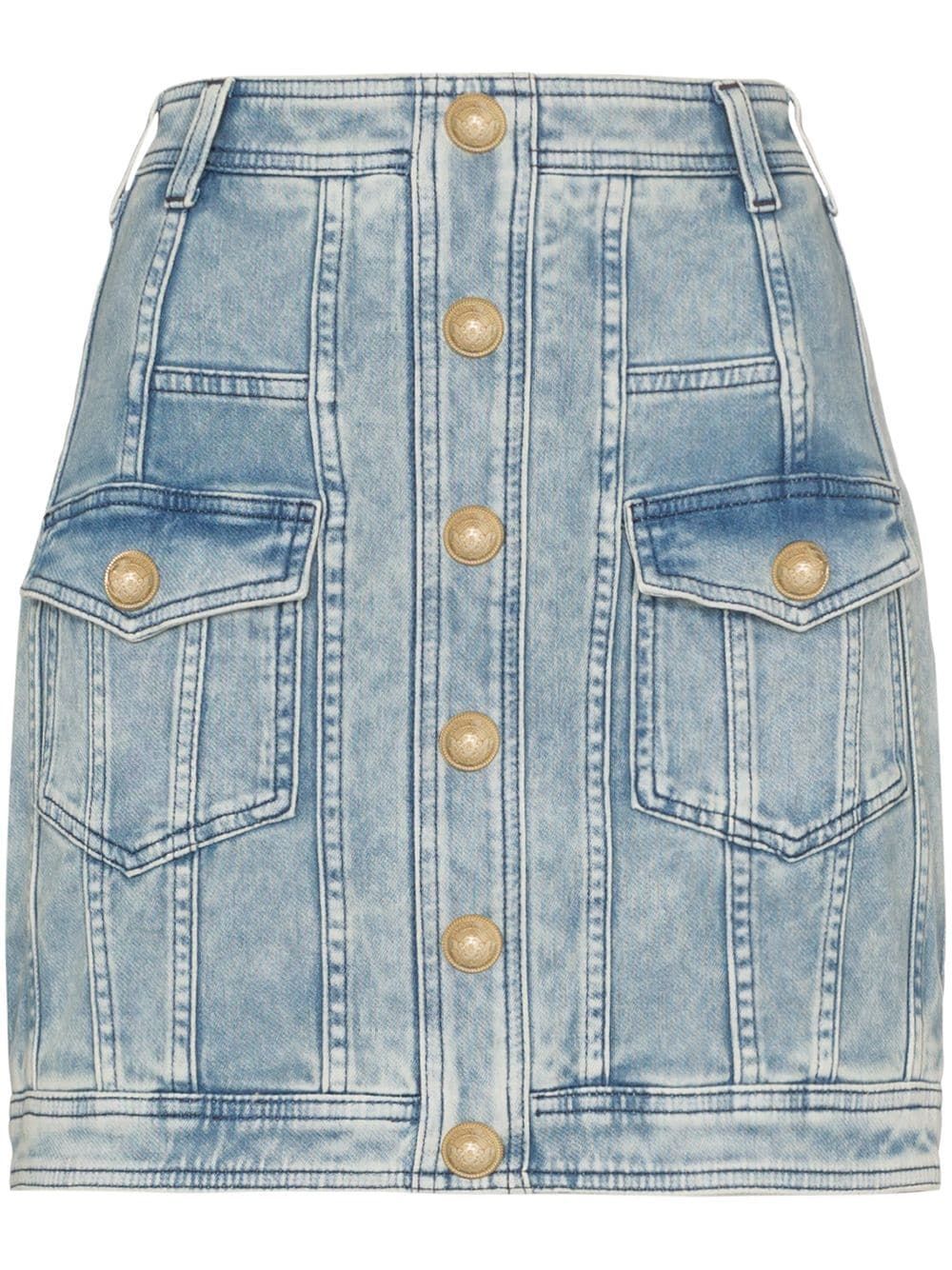 Balmain Buttoned Denim Mini Skirt - Farfetch -   13 dress Mini denim jackets ideas