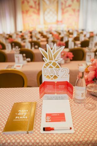 The design's ombre palette and cut-out icons were incorporated into the agendas, itineraries, and ot -   13 Event Planning Corporate party themes ideas