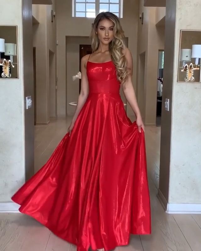 Hot Selling A Line Halter Red Long Prom/Evening Party Dress -   14 dress Evening party ideas