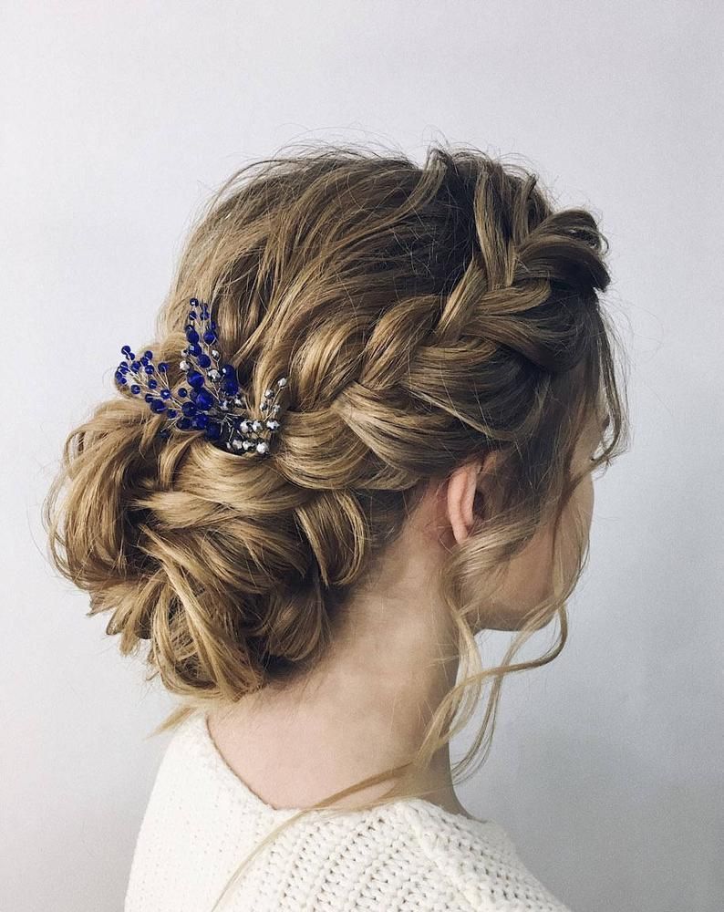 Sapphire hair pin Prom hair accessory Navy hair piece Hair combs dark blue for bride Celestial headpiece Unique gift wife Bridal shower -   14 hair Prom night ideas