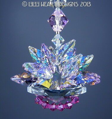 m/w Swarovski Crystal Pink and AB LOTUS BLOSSOM Suncatcher Lilli Heart Designs -   14 holiday Design swarovski crystals ideas