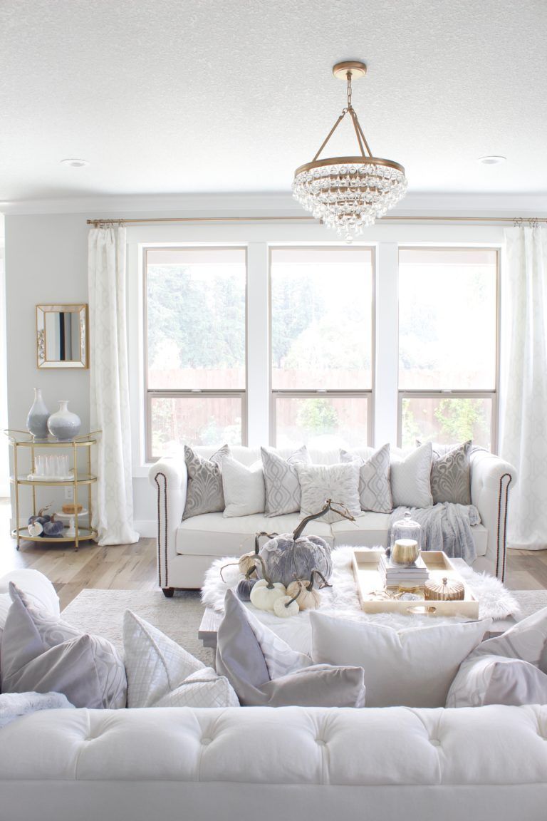 Elegant Fall Mantel & Living Room In Gray & Gold - Summer Adams -   14 room decor Classy grey ideas
