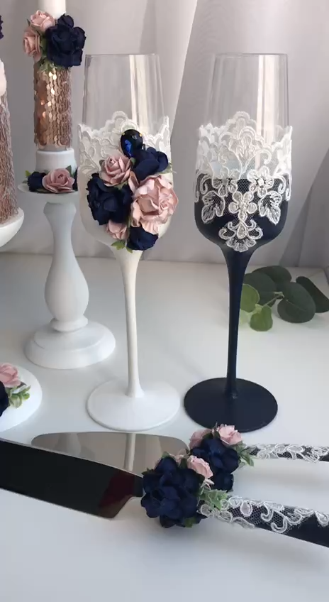 Unity Candle Set Navy Blue and Dusty Rose Wedding -   14 wedding Blue navy ideas