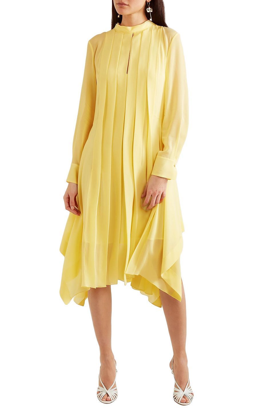 Pastel yellow Pleated silk-chiffon dress | Sale up to 70% off | THE OUTNET | CHLO? -   15 dress Largos amarillos ideas