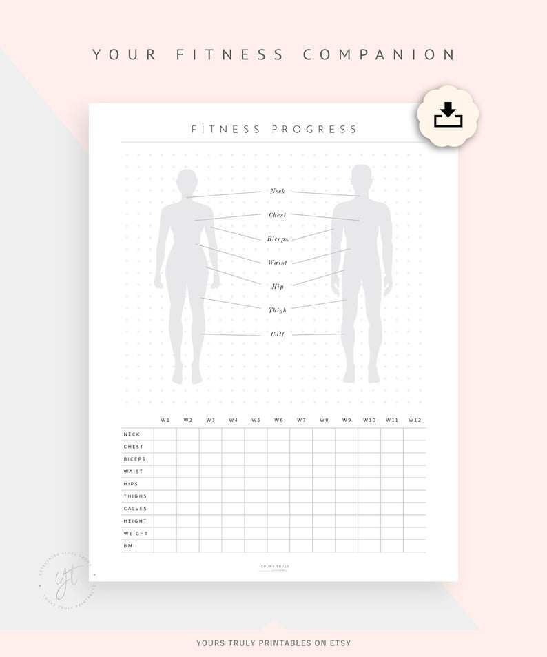Fitness Planner Printable, Fitness Journal, Health Wellness Planner, Daily Workout Tracker, Nutrition Food Log, Weekly Routine PDF template -   15 fitness Tracker measurements ideas