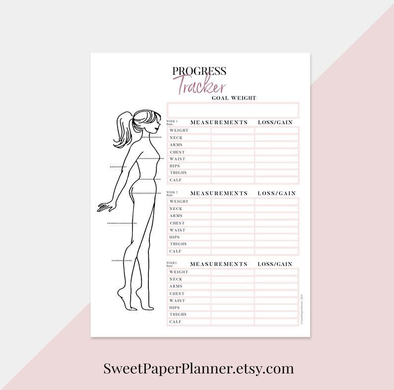 Wellness Planner Printable, Self Care Planner, Wellbeing Planner, Body Measurements Tracker, Weight Loss Tracker, Fitness Log, Exercise Log -   15 fitness Tracker measurements ideas