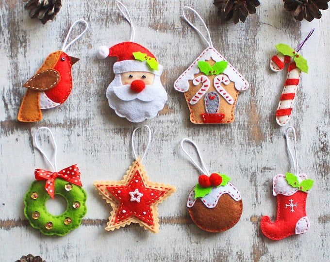 Unique Felt Christmas ornaments for calendar or tree -   15 holiday DIY templates ideas