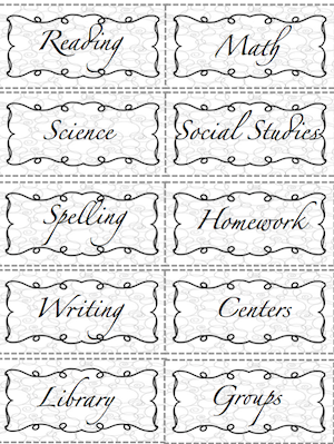 Black and White Theme Folder Subject Labels -   15 subjects Labels diy ideas